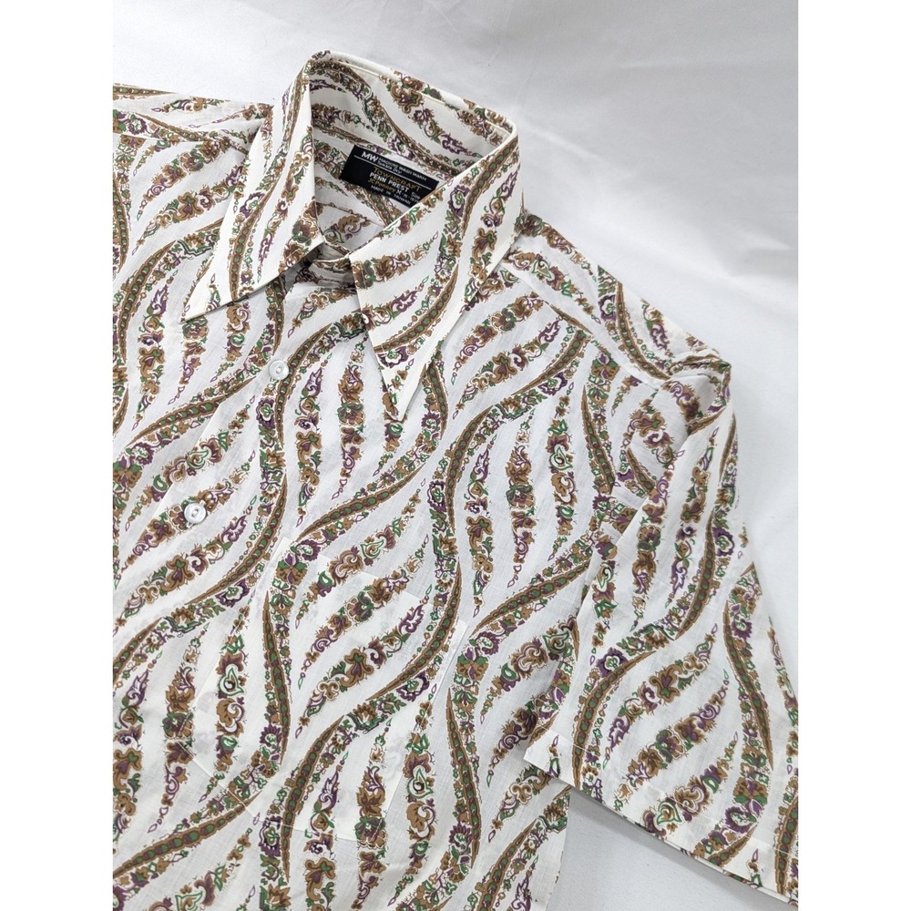 Penneys Towncraft Plus Penn‎ Prest Blade Collar Floral Paisley Design Medium EUC
